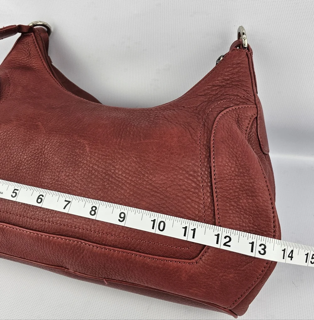 Longaberger Leather So Rachel Boho Shoulder Bag Merlot/Red - Picture 11 of 12